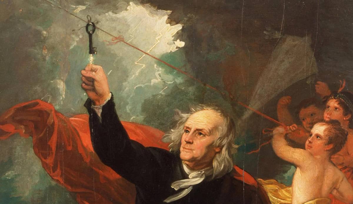 Benjamin Franklin todisti salaman sähköisyyden leijakokeellaan